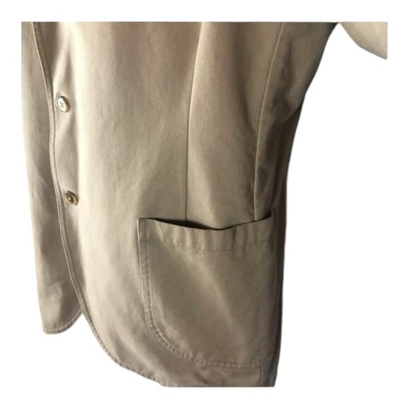 Barn coat stand collar patch elbow Khaki Lands' End 100% cotton 44 R - Picture 11 of 16